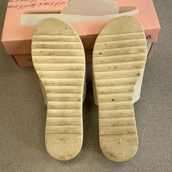 Kensie Ellie Beige Slide Sandals Women's 7 Knit Platform Slip On - Picture 4 of 5